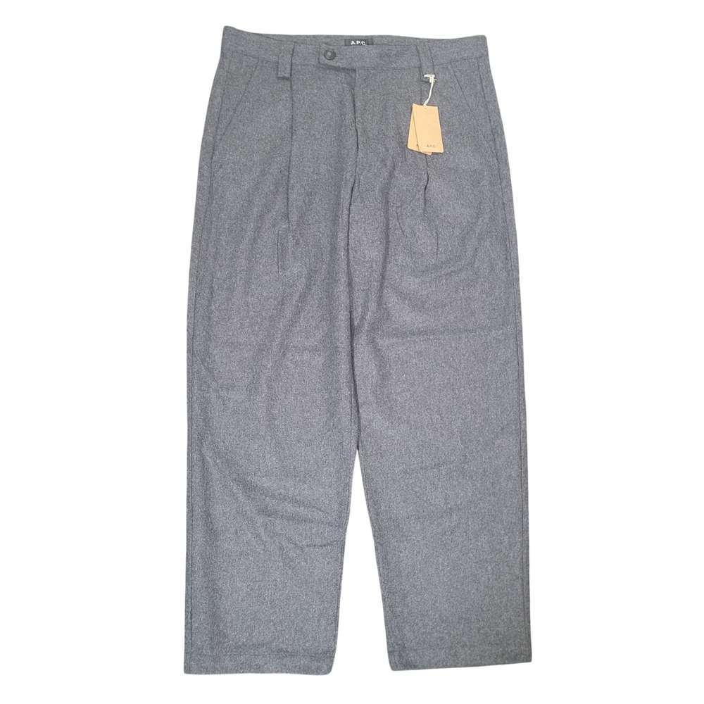 A.P.C. Size 52 Renato Trousers Women Anthracite Gray Wool Blend New 36x28